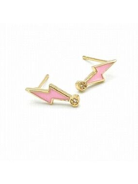 𝅺PINK enamel lightening bolt earrings